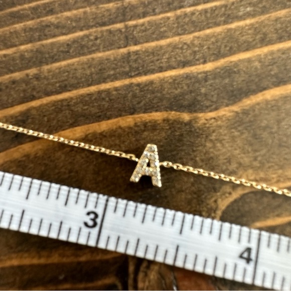 14K Solid Yellow Gold Diamond Initial “A” Bracelet - Picture 4 of 5
